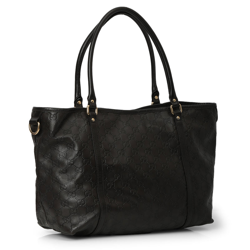 Women pre loved gucci black leather tote bag one size