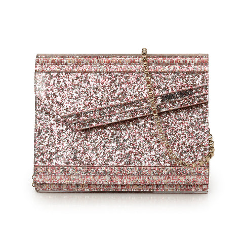 Candy Coarse Glitter Clutch With Chain Strap One Size