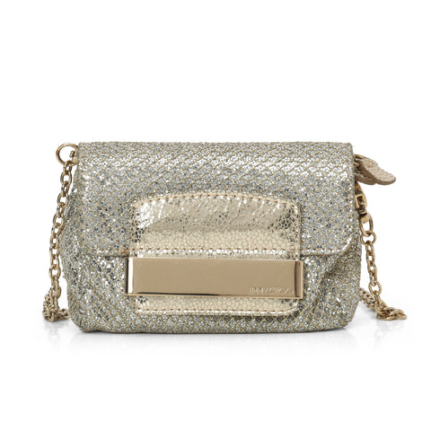 Champagne Gold Glitter Caro Chain Bag Mini