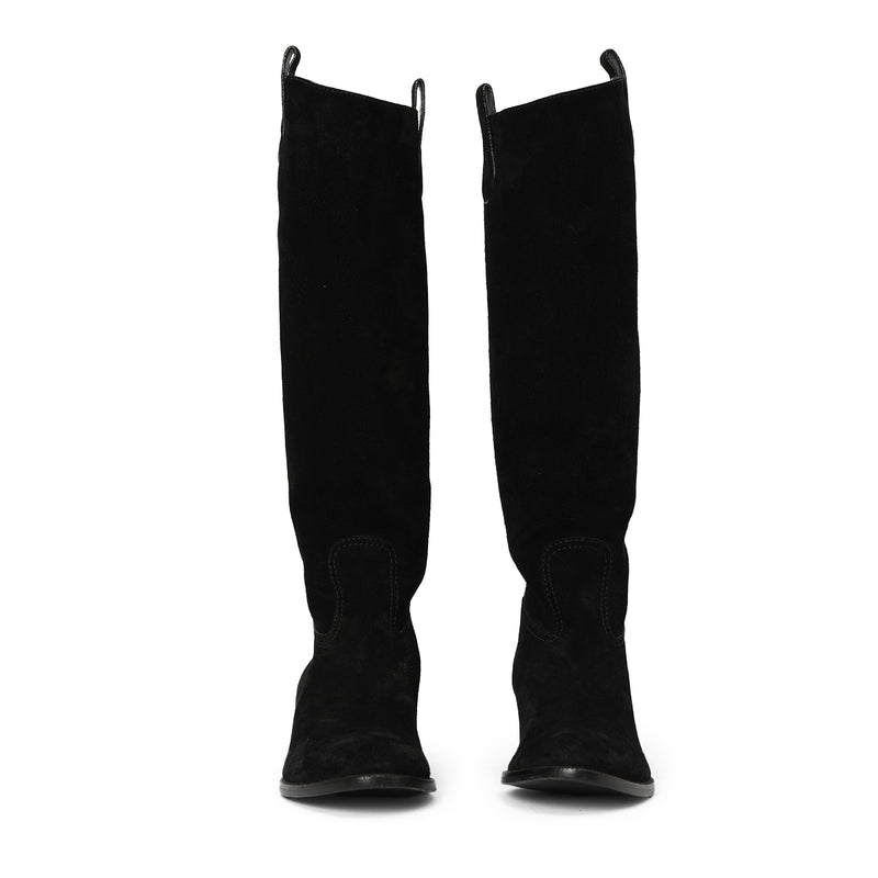 Women's Black Suede Signature Boots - 37.5