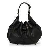 Black Leather Warrior Hobo Bag Large