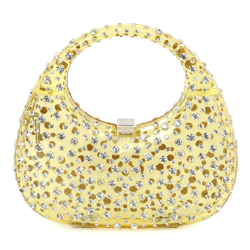 Champagne Melini Bag Crystal Encrusted Resin Bag One Size