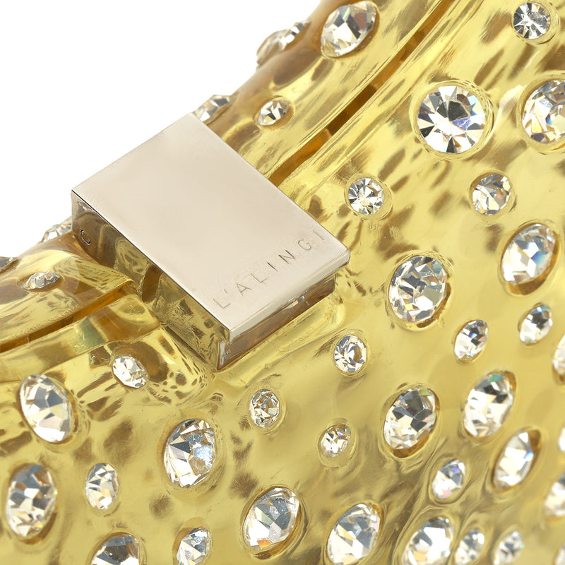 Champagne Melini Bag Crystal Encrusted Resin Bag One Size