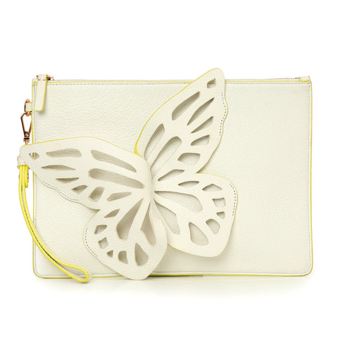 White Flossy Butterfly Clutch Bag One Size