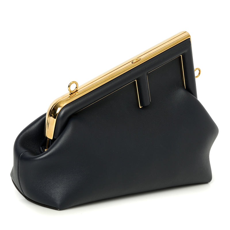 First Small Navy Nappa Leather Bag