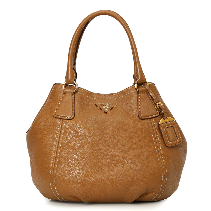 Vitello Diano Carmel Pebbled Lleather Tote One Size