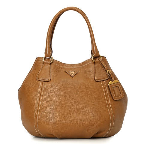 Vitello Diano Carmel Pebbled Lleather Tote One Size