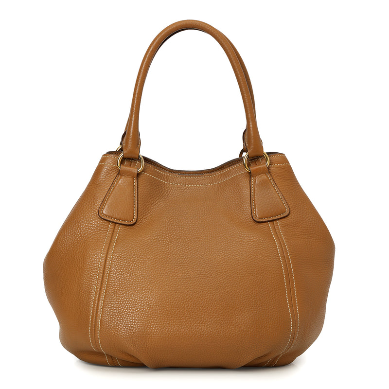 Vitello Diano Carmel Pebbled Lleather Tote One Size