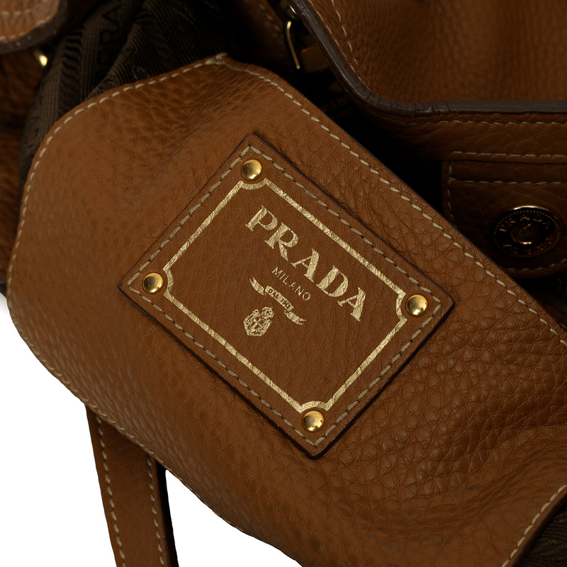 Vitello Diano Carmel Pebbled Lleather Tote One Size