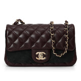 Mini Rectangular Flap Bag Wine Lambskin Gold Hardware