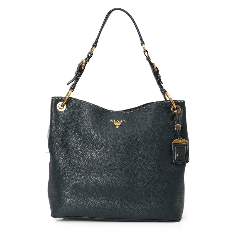 Prada Blue Vitello Diano Cervo Hobo Bag One Size