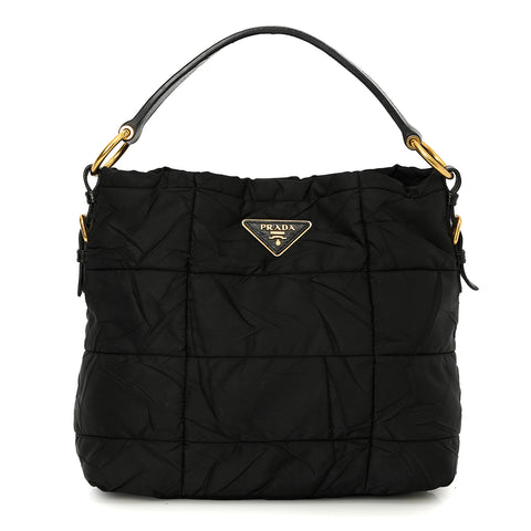 Black Nylon & Patent Leather Hobo Medium