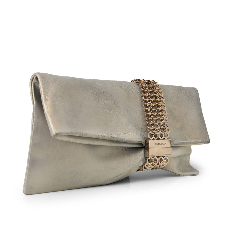 Metallic Suede Chandra Clutch Medium