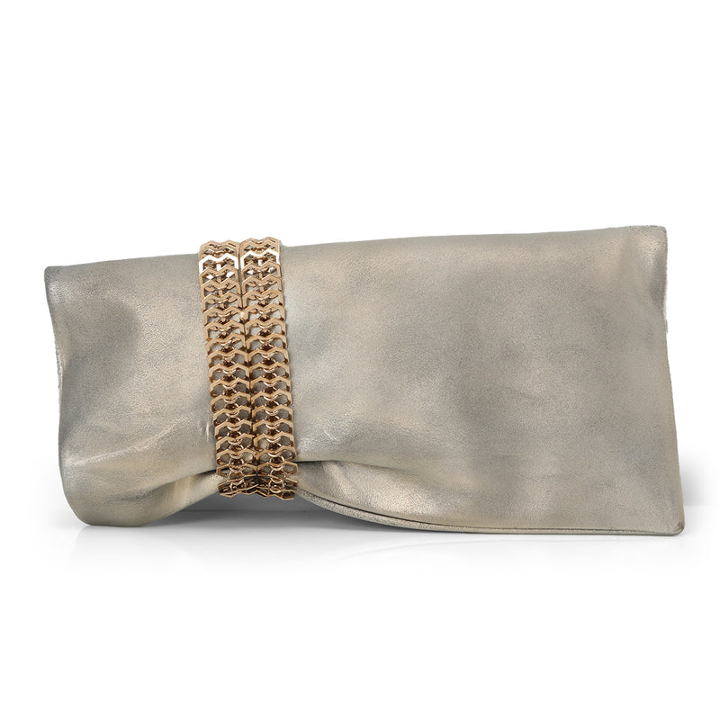 Metallic Suede Chandra Clutch Medium