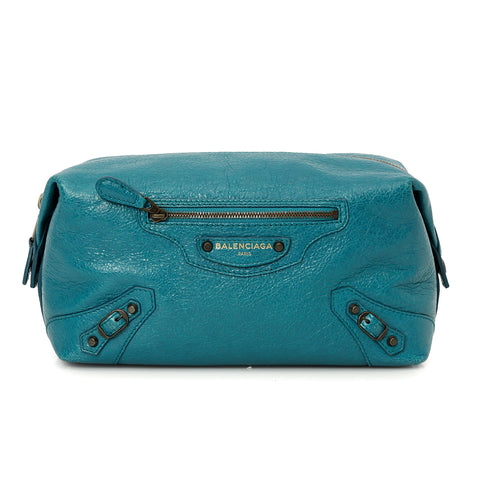 Turquoise Envelope Leather Clutch Small