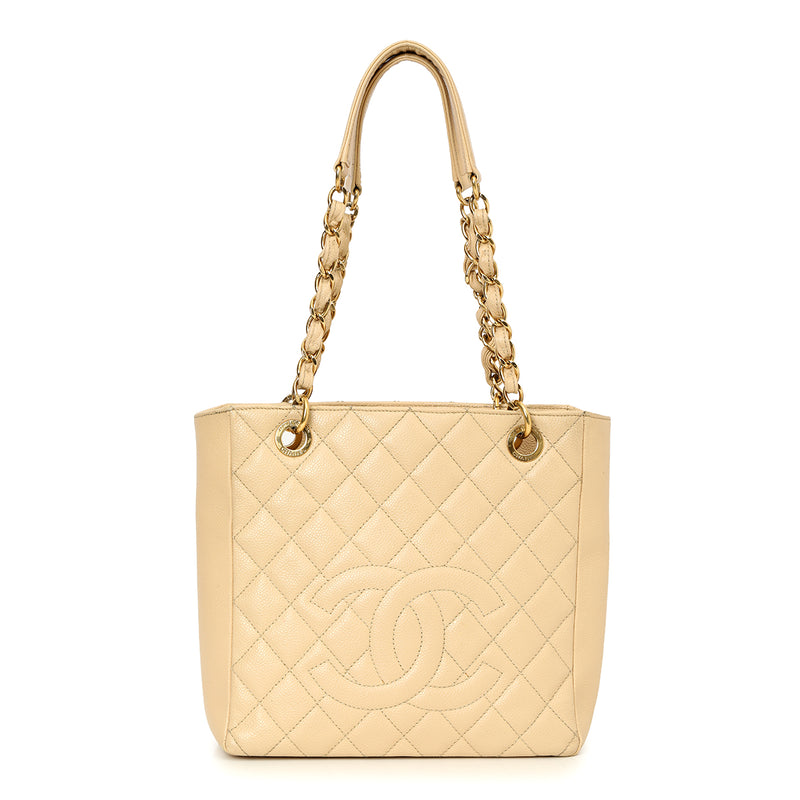 Pre-loved Chanel Beige Caviar Petite Shopping Tote PST