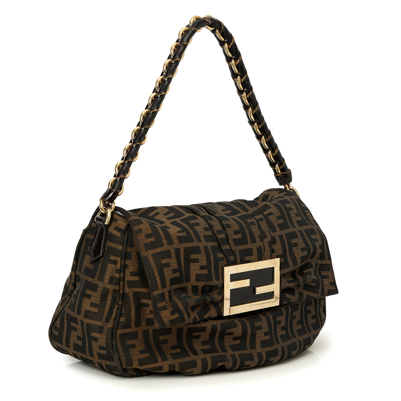 Pre loved Fendi Tobacco Zucca Print Canvas Mia Flap Shoulder Bag One Size