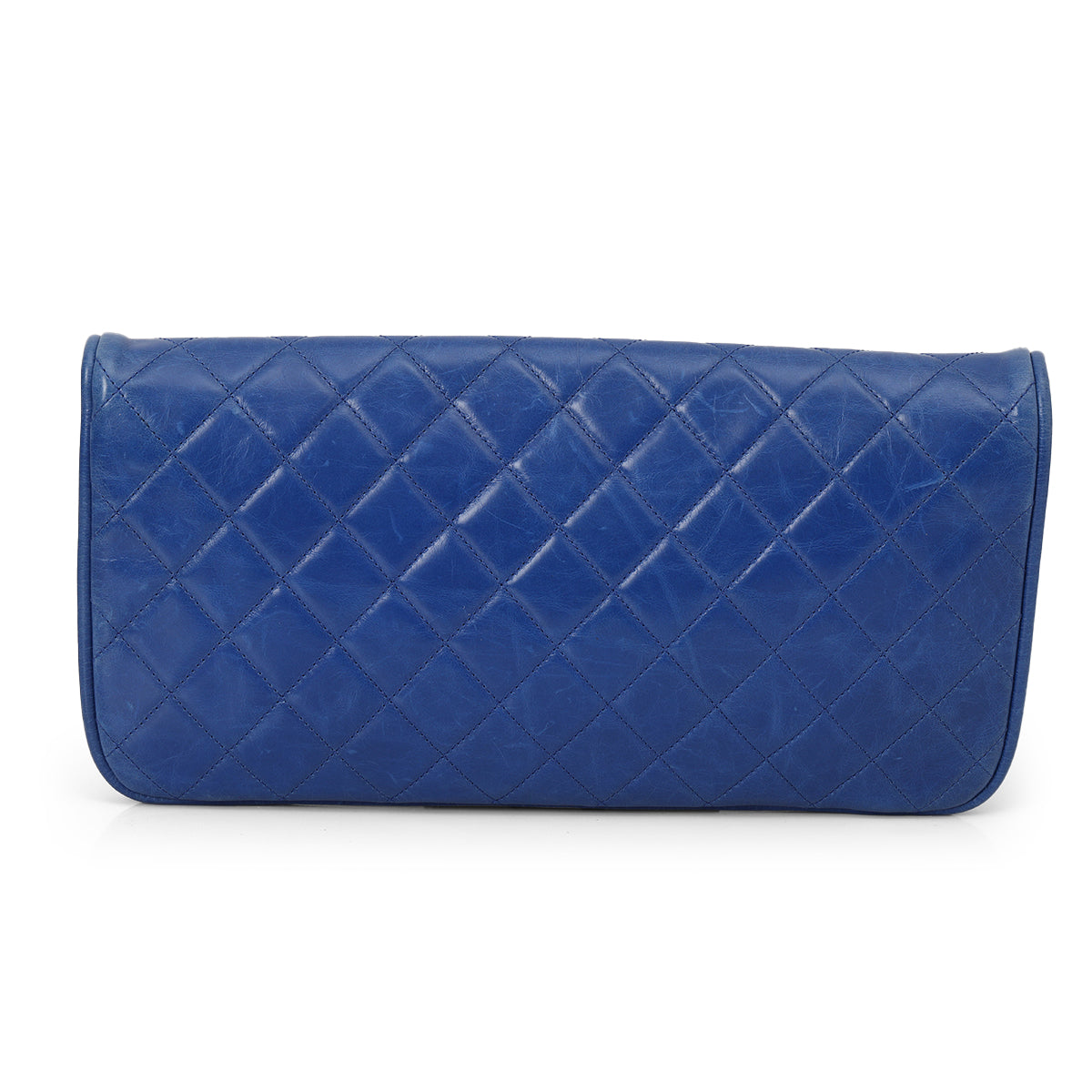 Blue Quilted Leather CC Chain Flap Wallet Medium