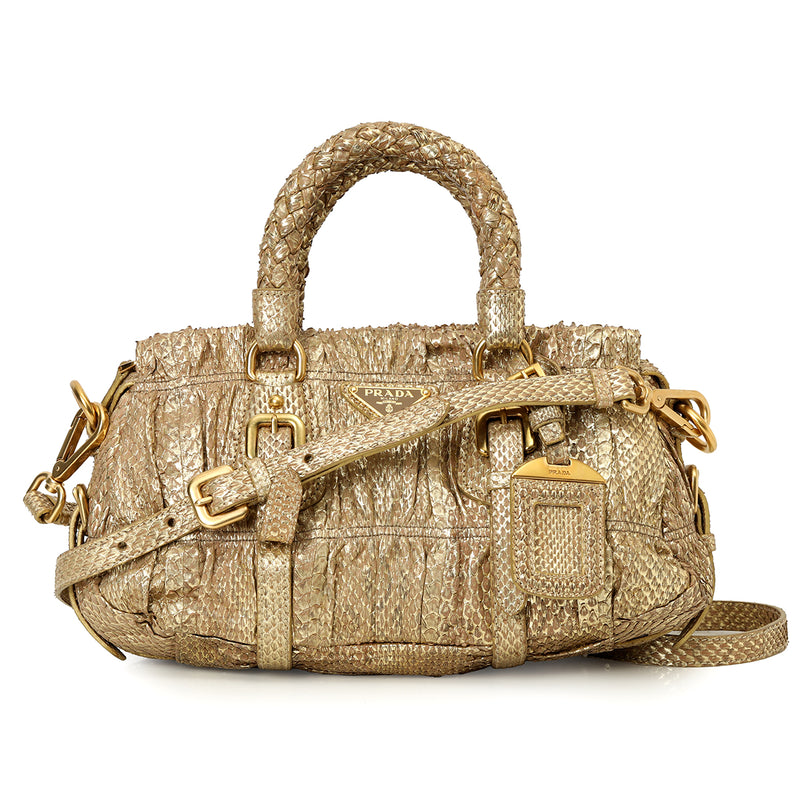 Shop Pre-Owned Authentic Prada Ayers Viper Gaufré Handle Bag Small