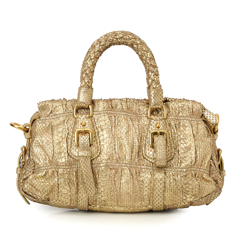 Pre-Owned Authentic Prada Gaufré Handle Bag Small