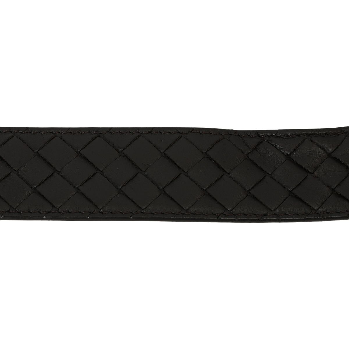 Black Leather Intrecciato Belt Size: 36