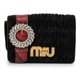 Miu Miu Black Velvet Python Trim Crystal My Miu Bag One Size