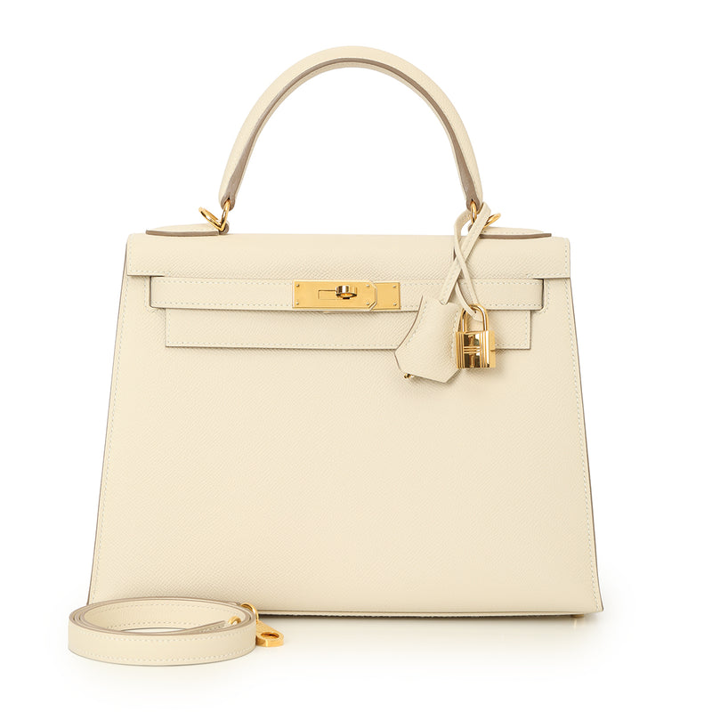 Kelly 28 Craie Epsom White Color Bag