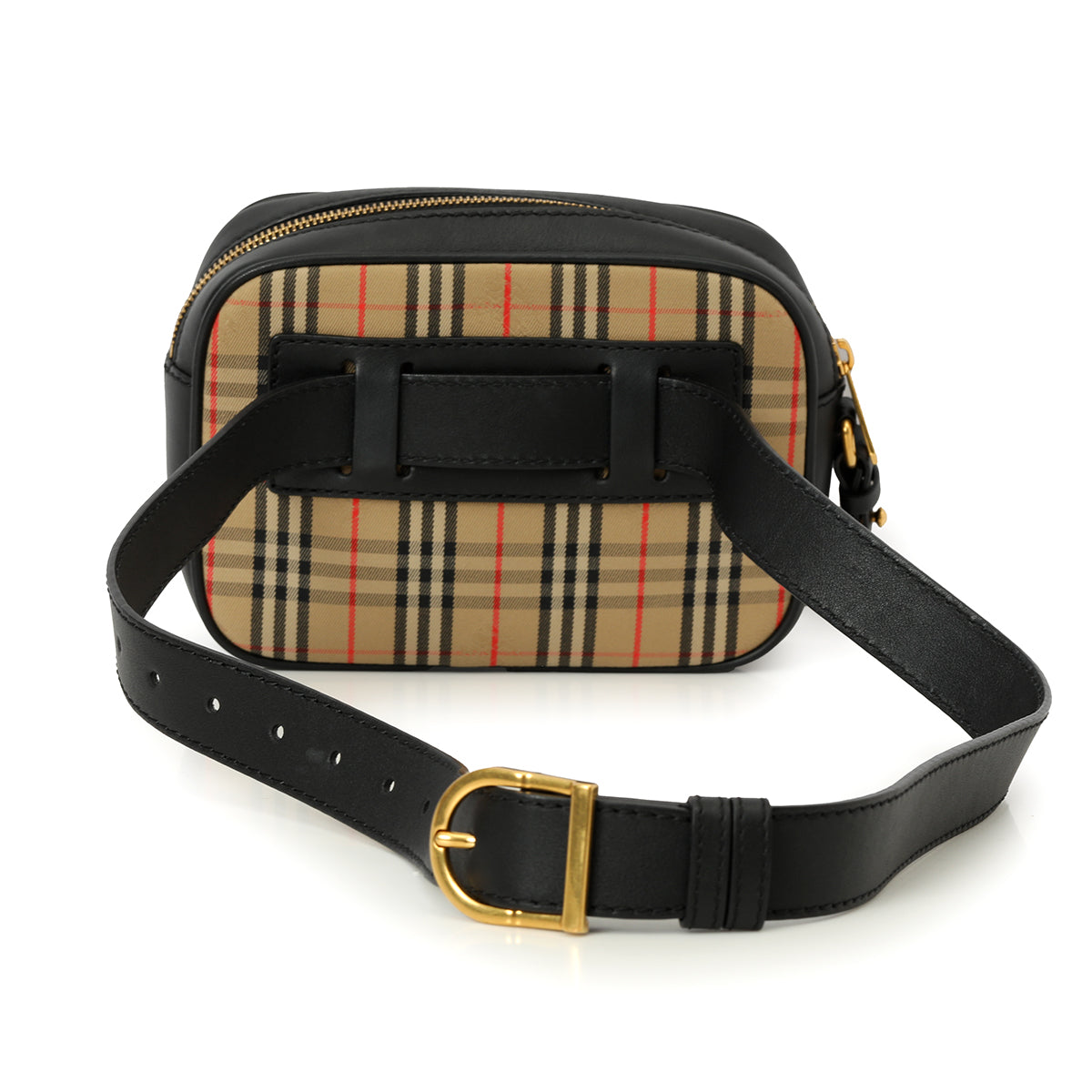 1983 Vintage Check/Black Leather Bum Bag One Size