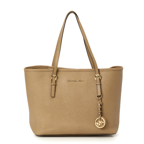 Beige Leather Medium Jet Set Travel Tote