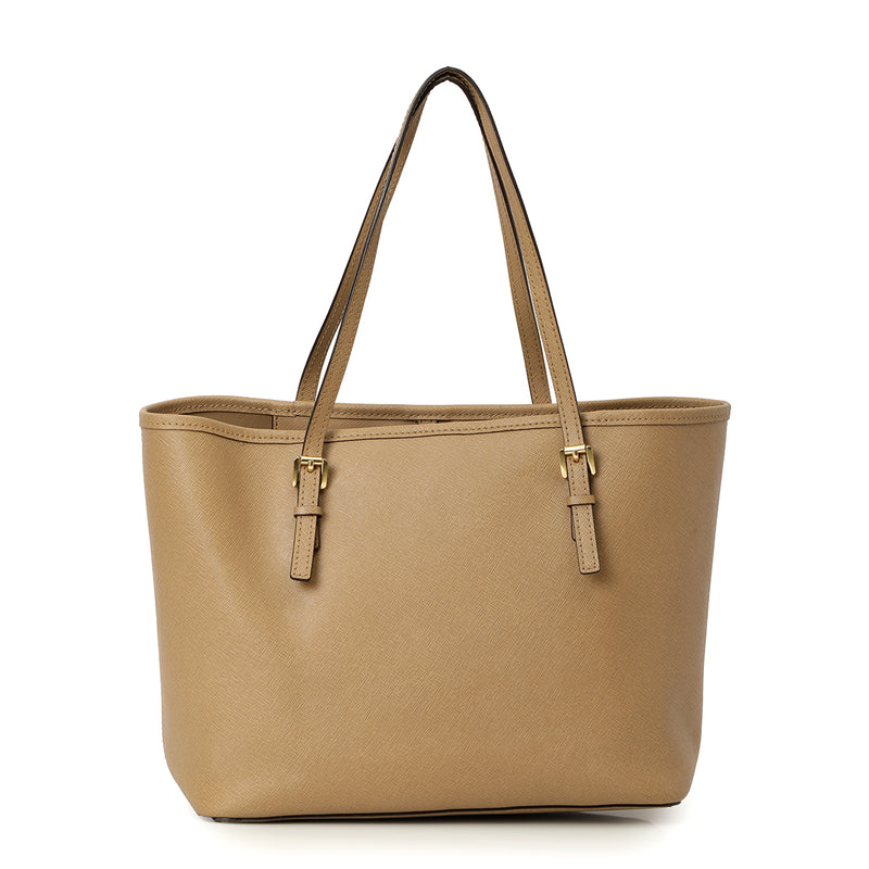 Beige Leather Medium Jet Set Travel Tote