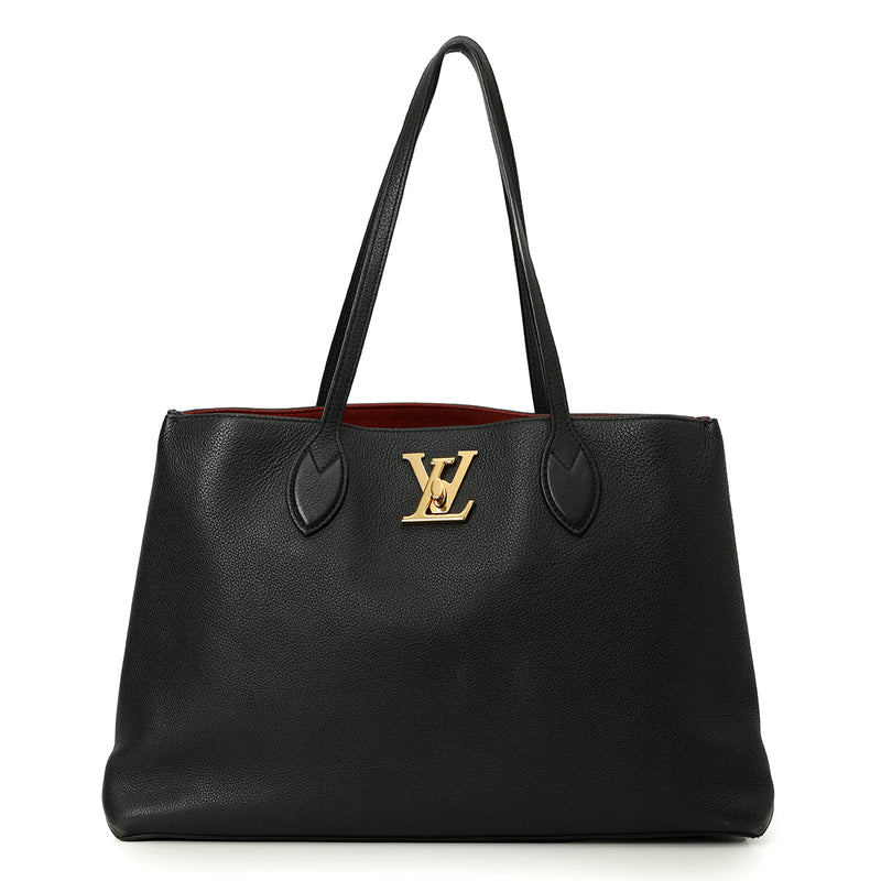 Louis Vuitton Black Leather Lockme Shopper Bag Medium