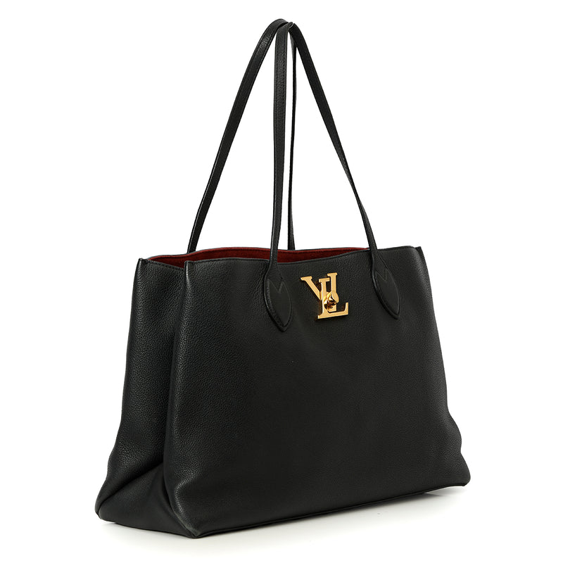 Louis vuitton black leather lockme shopper bag medium price