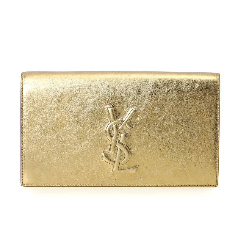 Pre-loved Yves Saint Laurent Metallic Gold Clutch Bag One Size