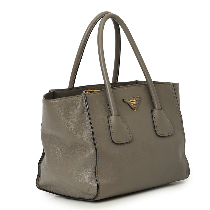 Prada small cervo calf twin pocket tote one size price