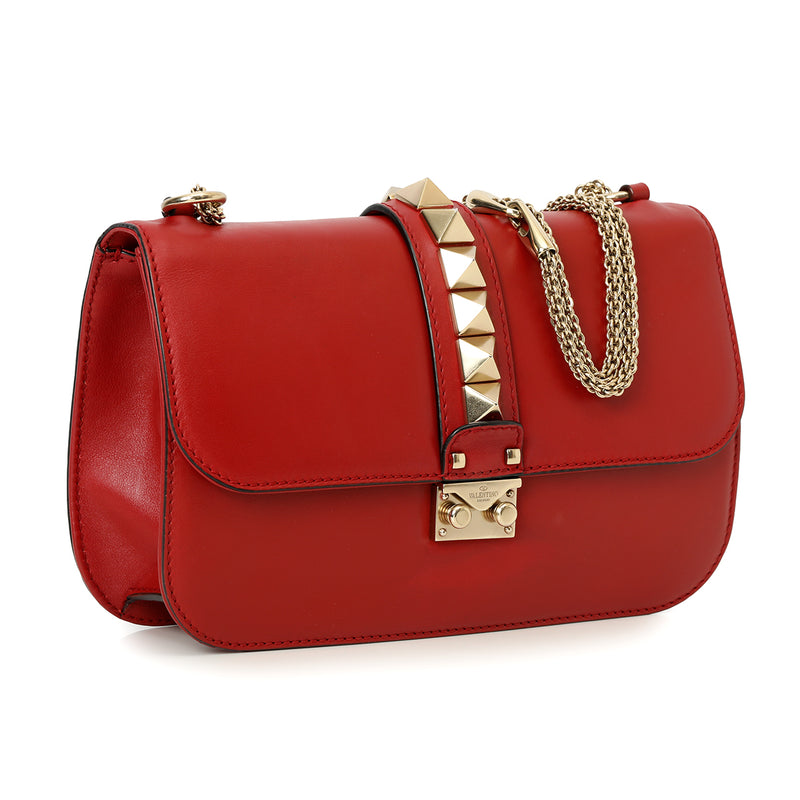 Pre loved valentino medium glam lock rockstud shoulder bag price