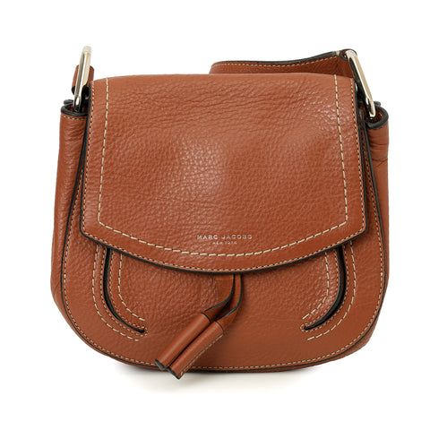 Brown Leather & Suede Flap Crossbody Bag Mini