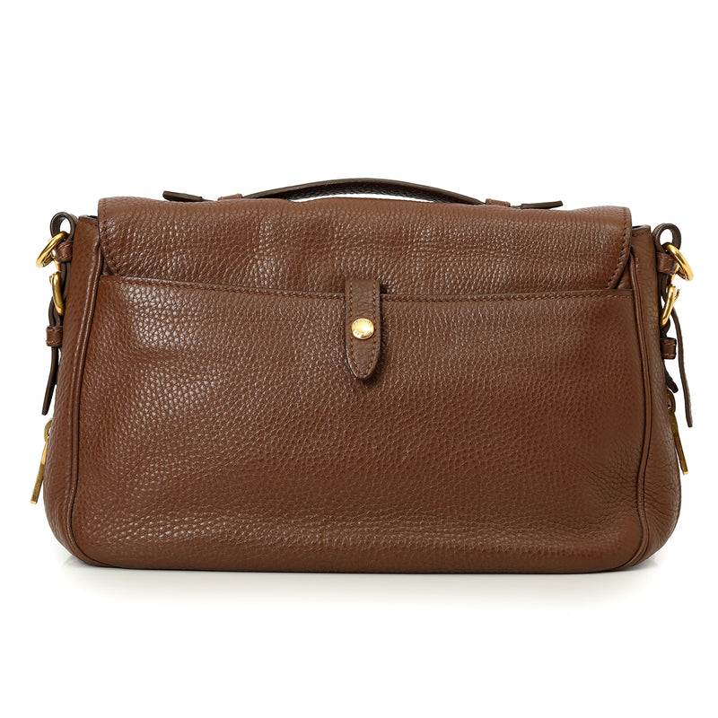 Prada brown leather top handle bag medium price