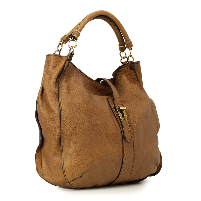 Burberry brown leather bartow hobo bag large sale
