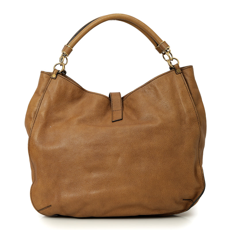 Pre-loved Burberry Brown Leather Bartow Hobo Bag Large