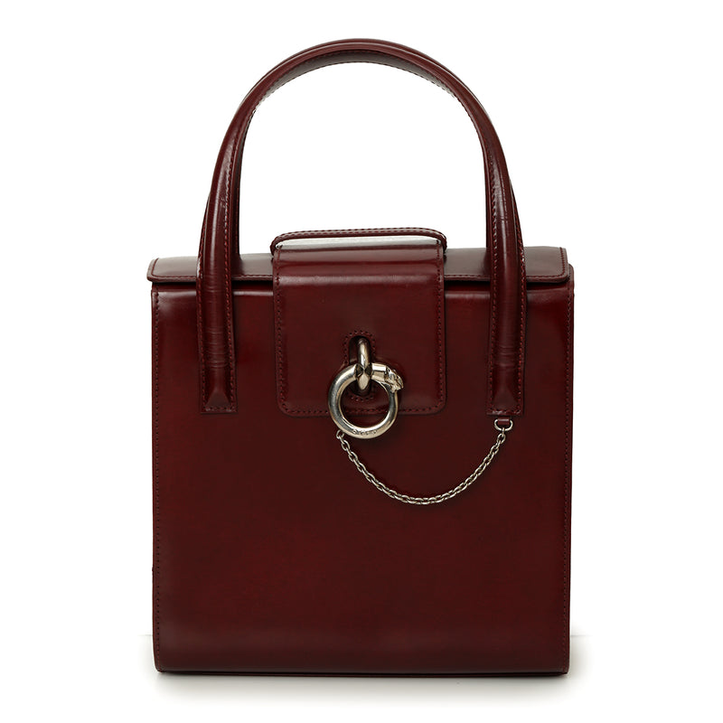 Panthere Leather Bordeaux Red Handbag Medium
