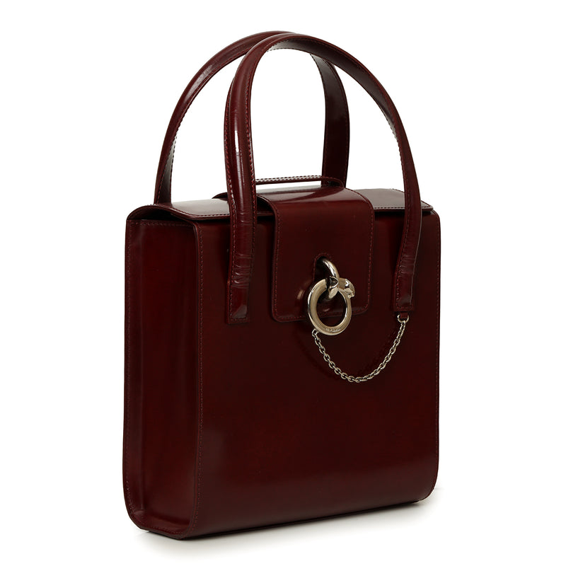 Panthere Leather Bordeaux Red Handbag Medium
