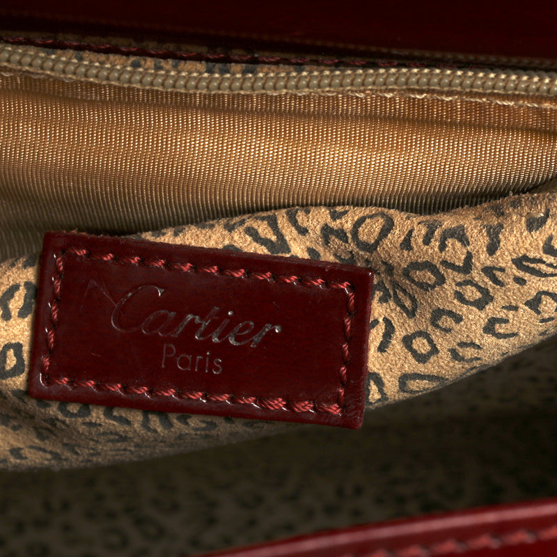 Panthere Leather Bordeaux Red Handbag Medium