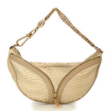 Beige Snakeskin Half-Moon Bag One Size