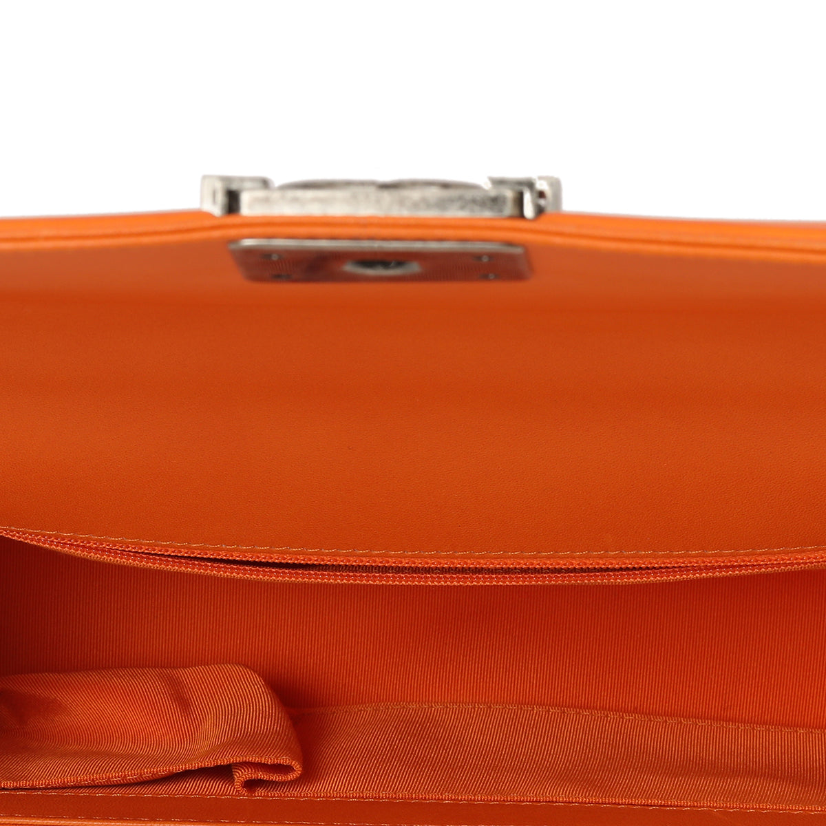 Orange Quilted Leather Medium Boy Bag