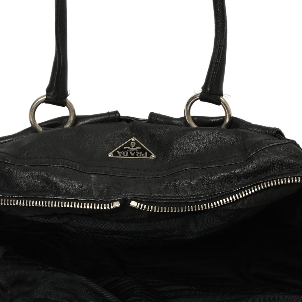 Shop Pre-Owned Authentic Prada Vintage 1990's Bowler Leather Bag