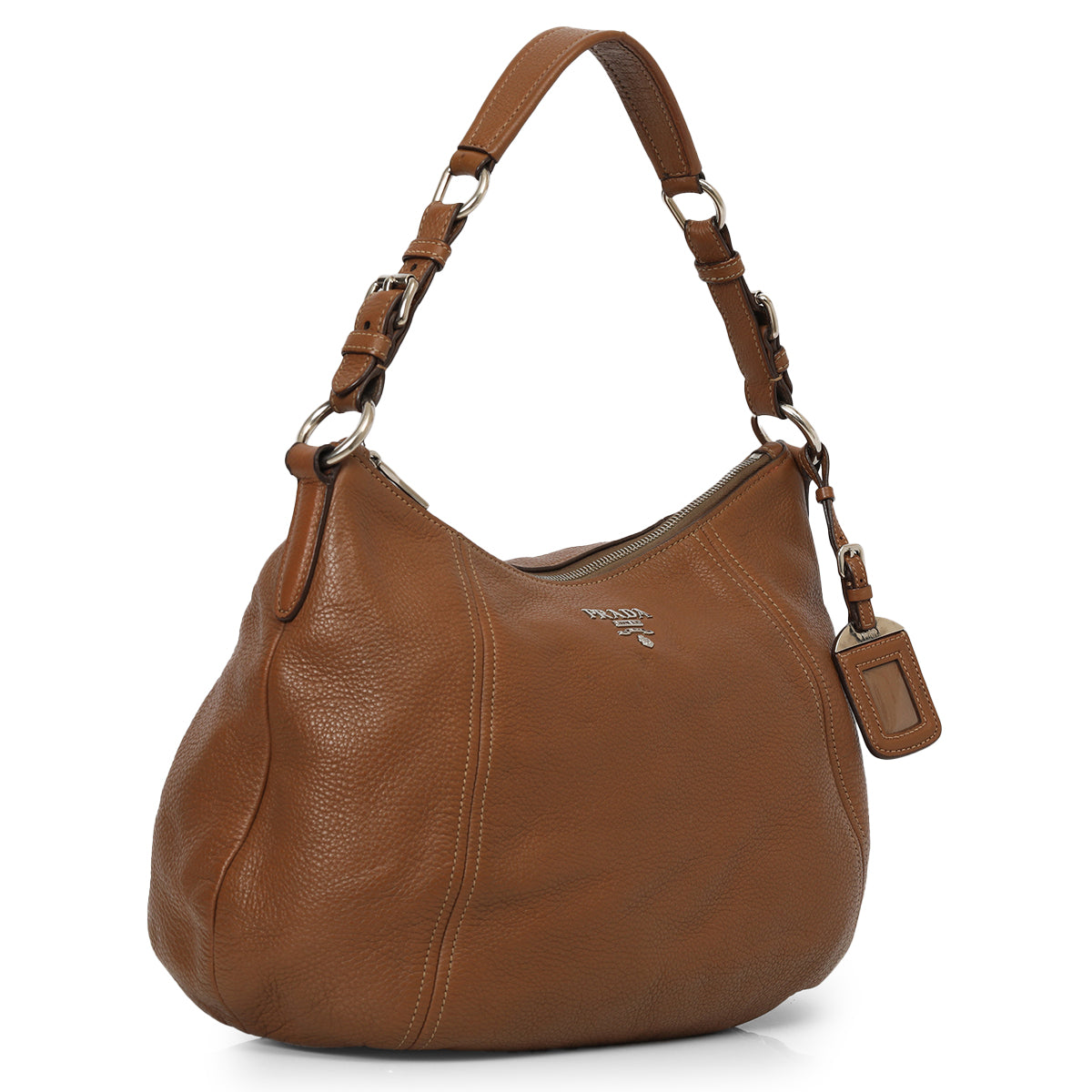 Vitello Diano Leather Top Zip Hobo Bag One Size