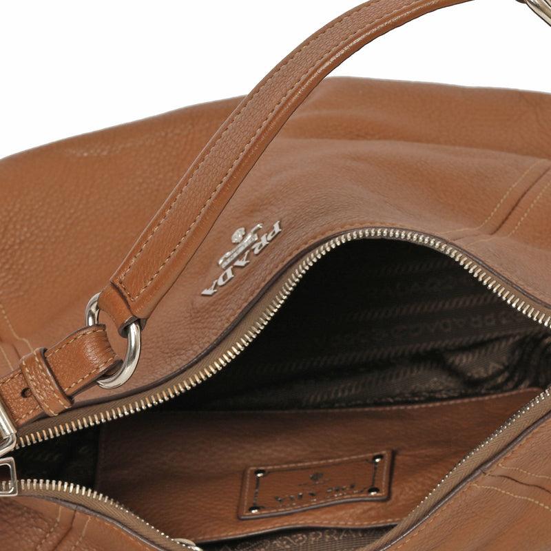 Women pre loved prada top zip hobo bag one size