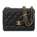 Coco First Flap Bag Quilted Caviar Small