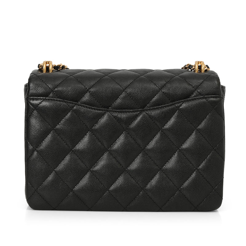 Coco First Flap Bag Quilted Caviar Small