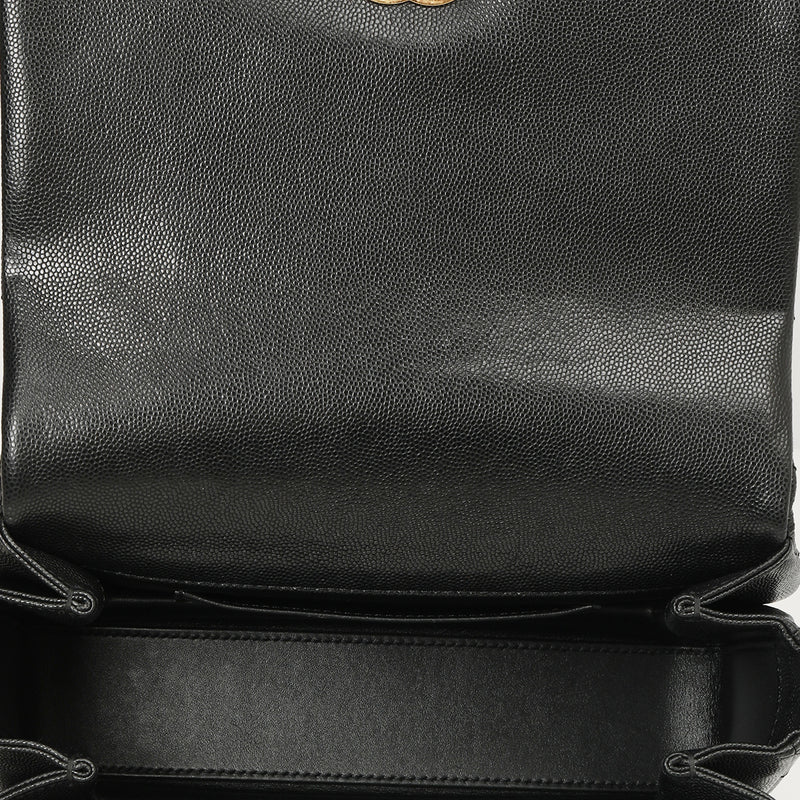 Coco First Flap Bag Quilted Caviar Small
